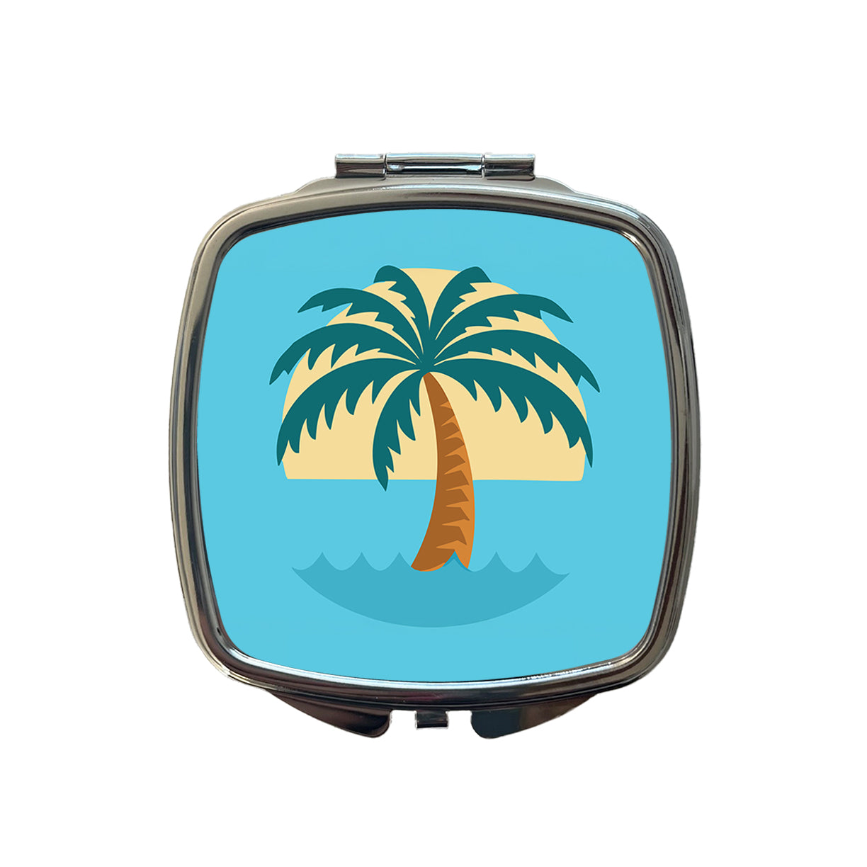 Palm Tree Ocean Tropical Vacation Small Travel Purse Handbag Pocket Makeup Compact Mirror