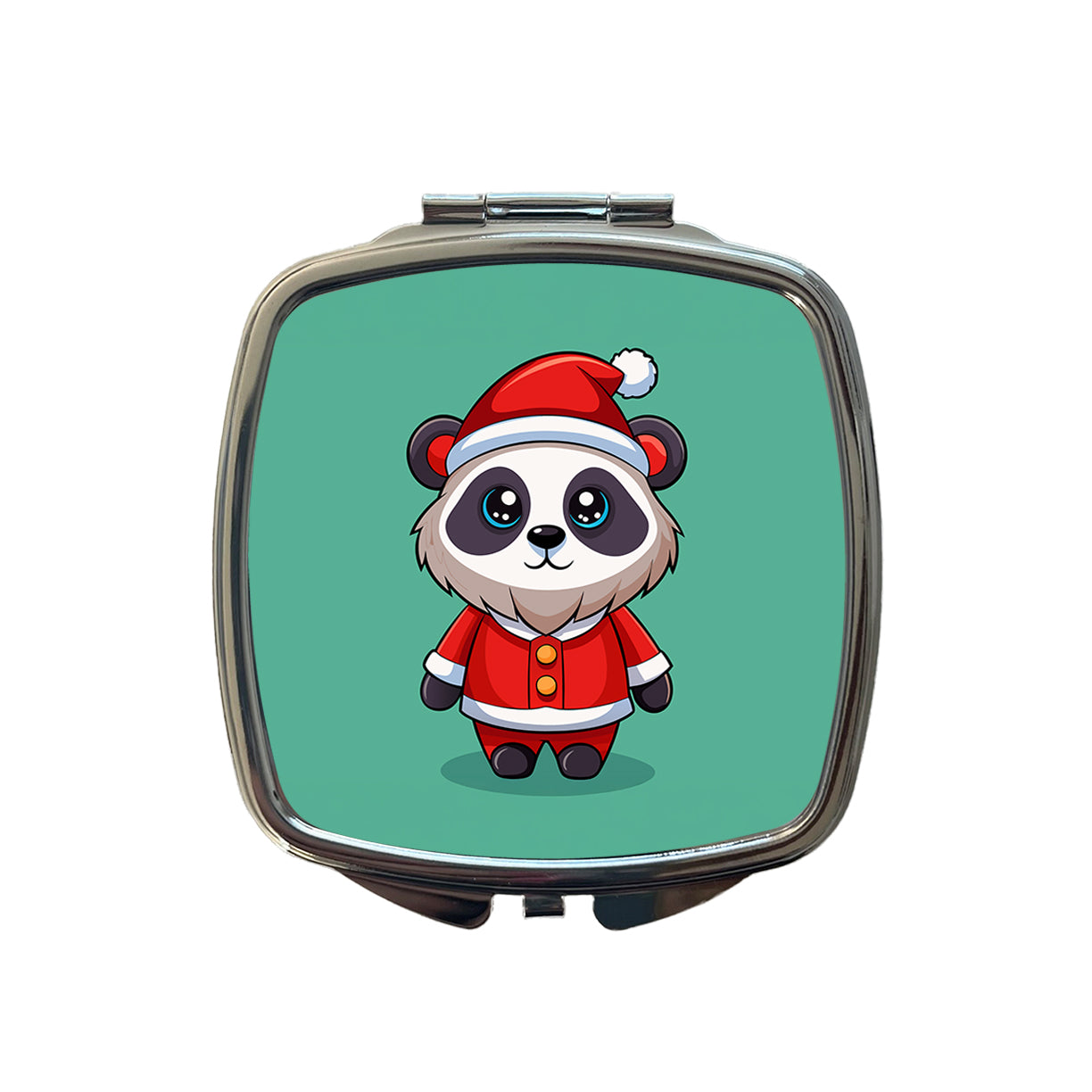 Panda Santa Christmas Small Travel Purse Handbag Pocket Makeup Compact Mirror