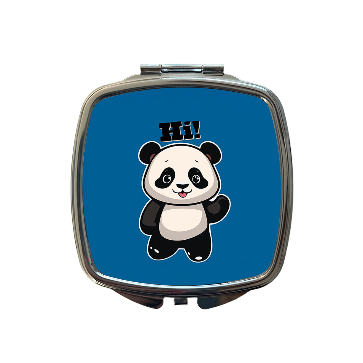 Panda Waving Hi Hello Greetings Friend Small Travel Purse Handbag Pocket Makeup Compact Mirror