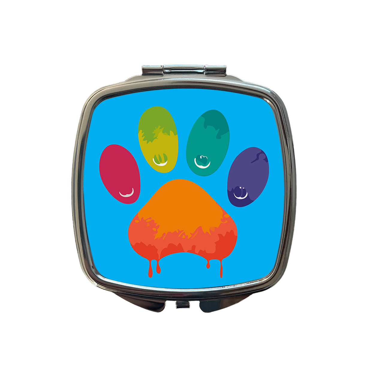 Paw Print Rainbow Dogs Cats Small Travel Purse Handbag Pocket Makeup Compact Mirror