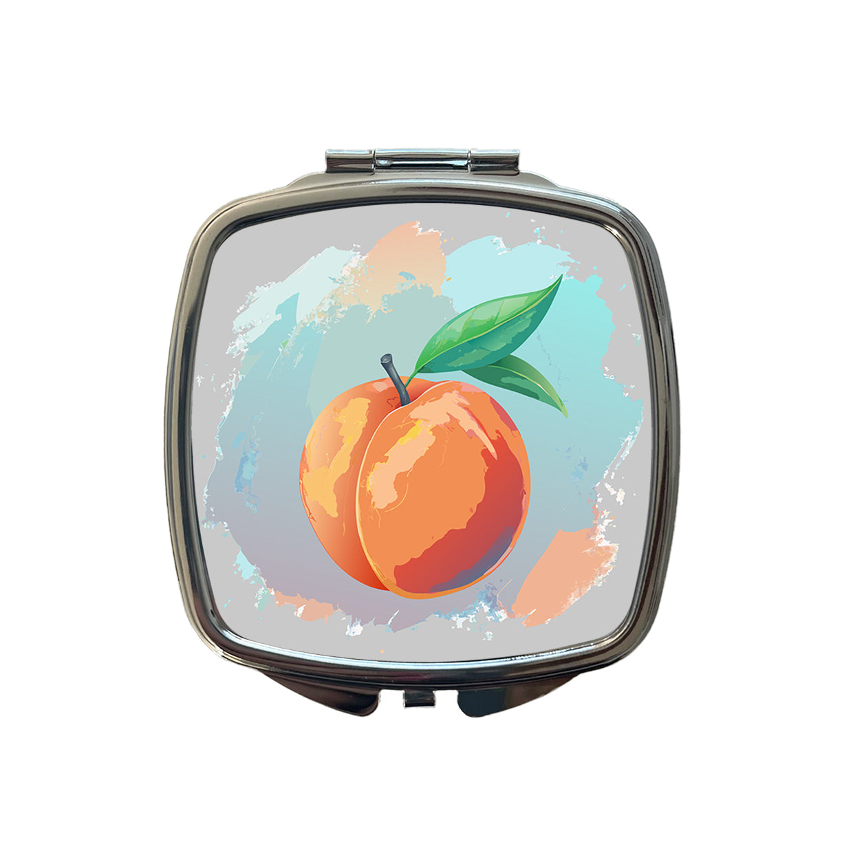 Peach Fruit Watercolor Small Travel Purse Handbag Pocket Makeup Compact Mirror