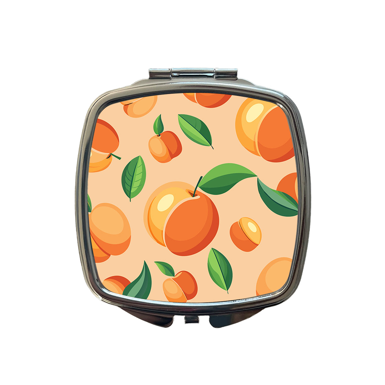 Peaches Scattered Background Pattern Small Travel Purse Handbag Pocket Makeup Compact Mirror