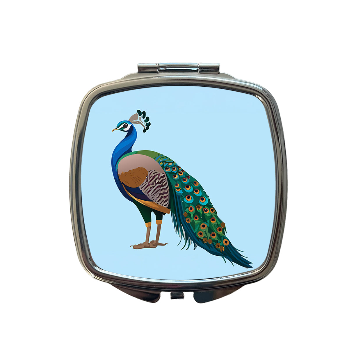 Peacock Indian Peafowl Profile Small Travel Purse Handbag Pocket Makeup Compact Mirror
