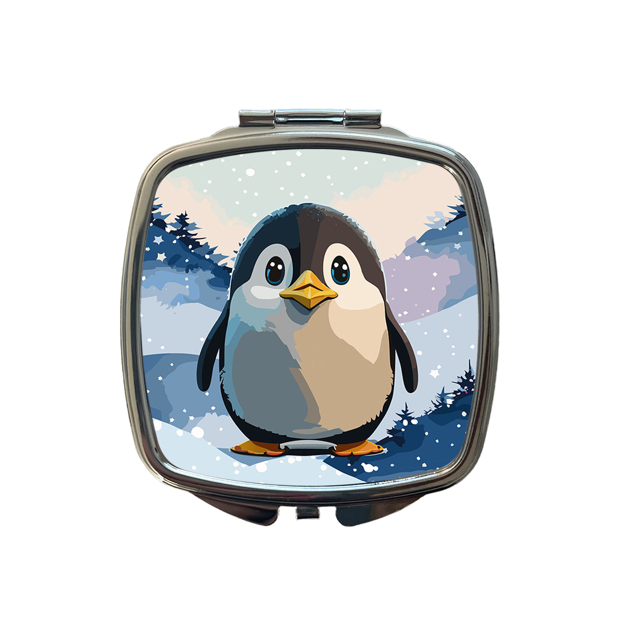 Penguin Staring Small Travel Purse Handbag Pocket Makeup Compact Mirror