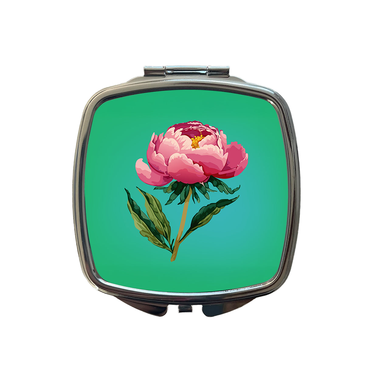 Peony Pink Flower Watercolor Small Travel Purse Handbag Pocket Makeup Compact Mirror