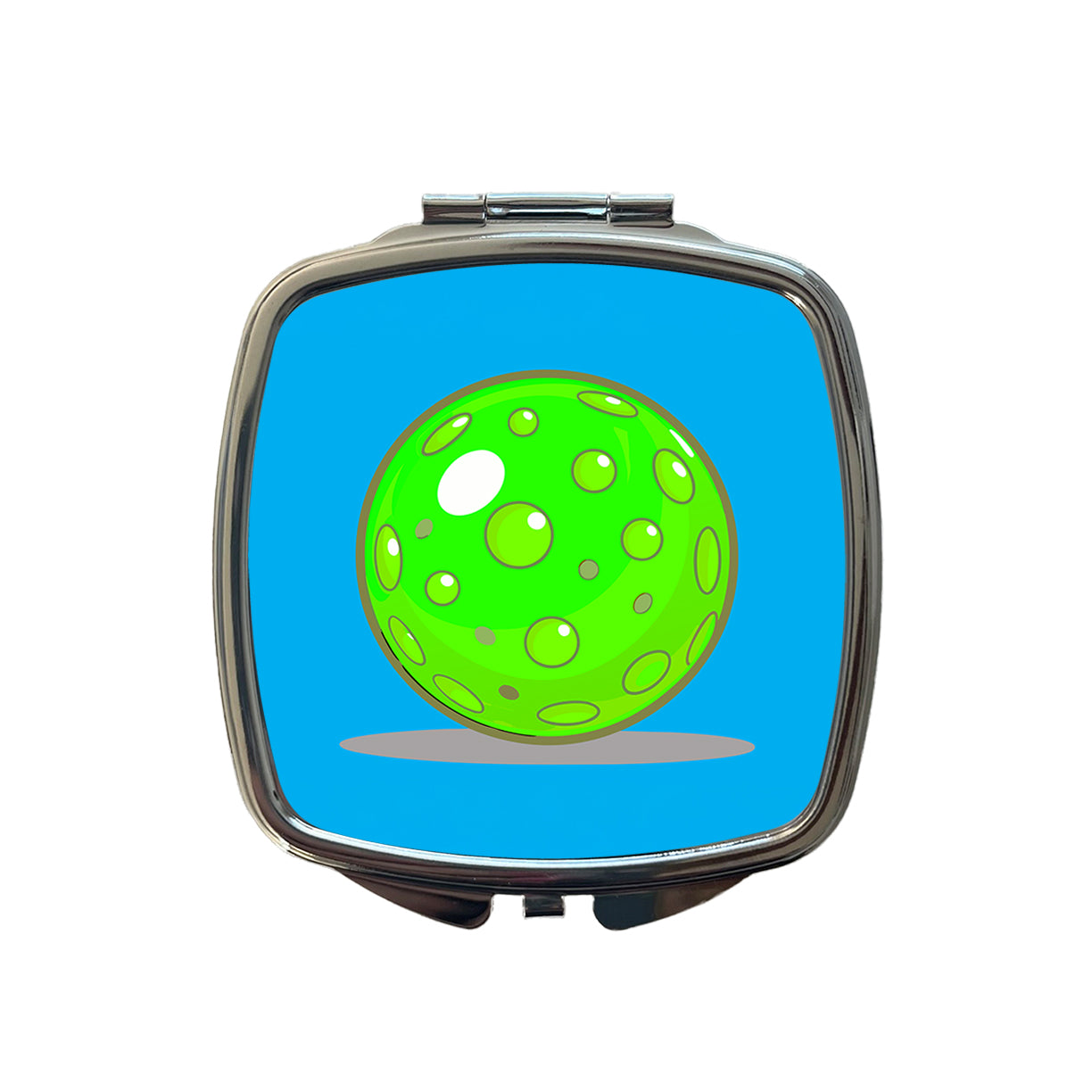 Pickleball Ball Green Small Travel Purse Handbag Pocket Makeup Compact Mirror