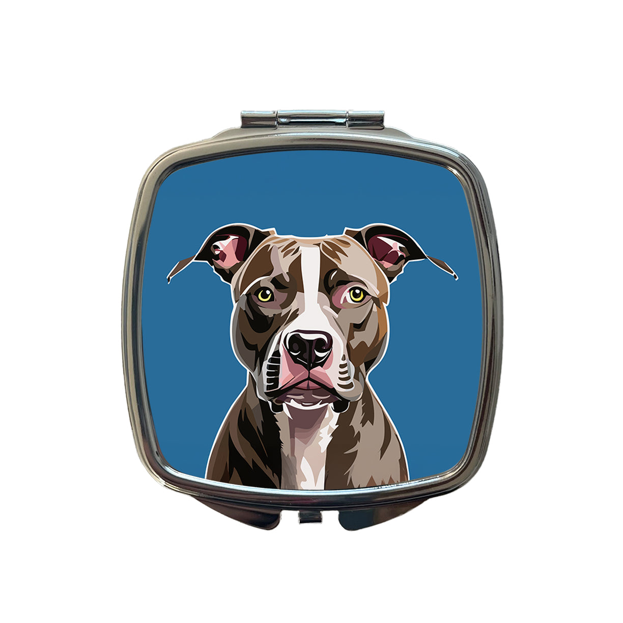 Pit Bull Dog Face Staring Small Travel Purse Handbag Pocket Makeup Compact Mirror