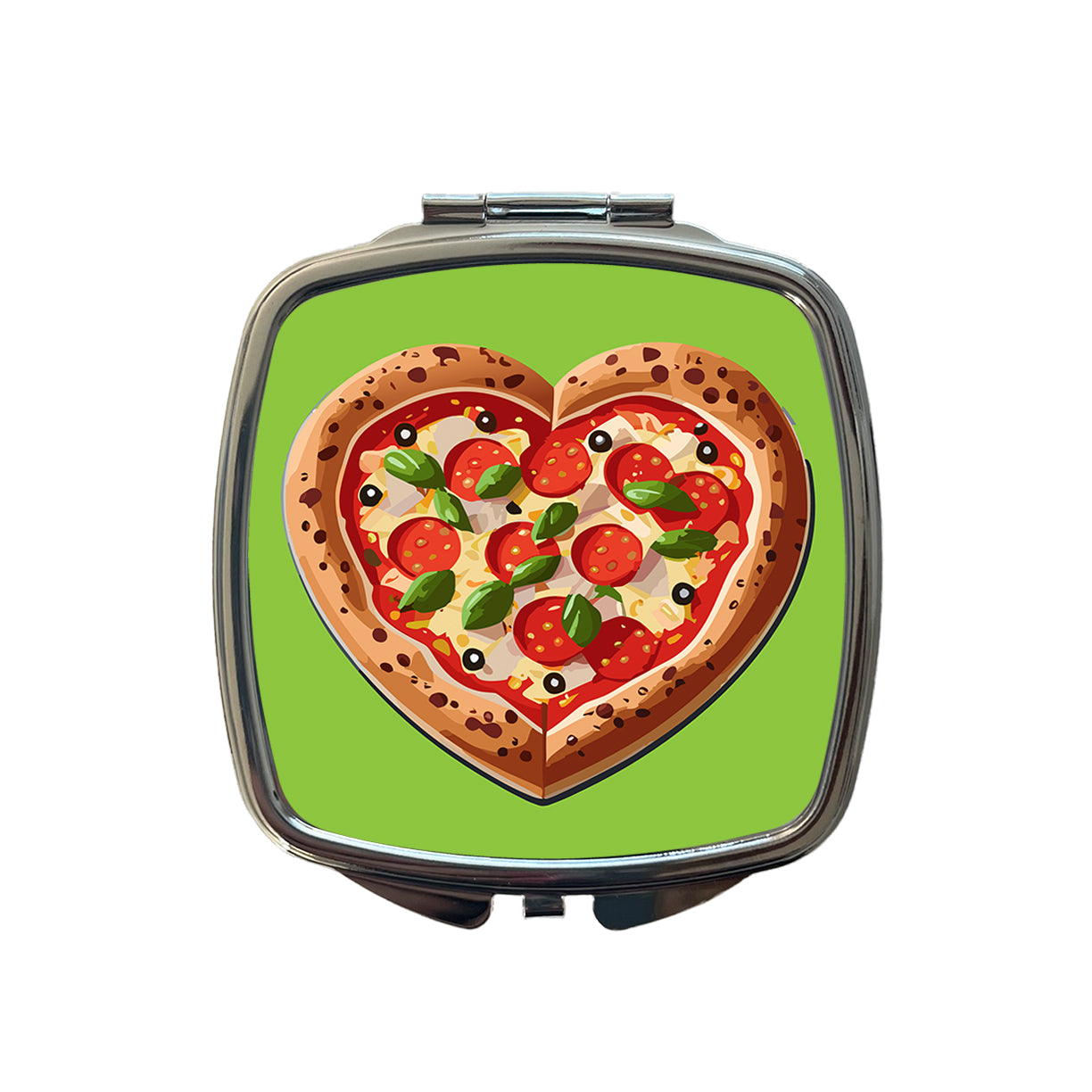 Pizza Heart Love Small Travel Purse Handbag Pocket Makeup Compact Mirror