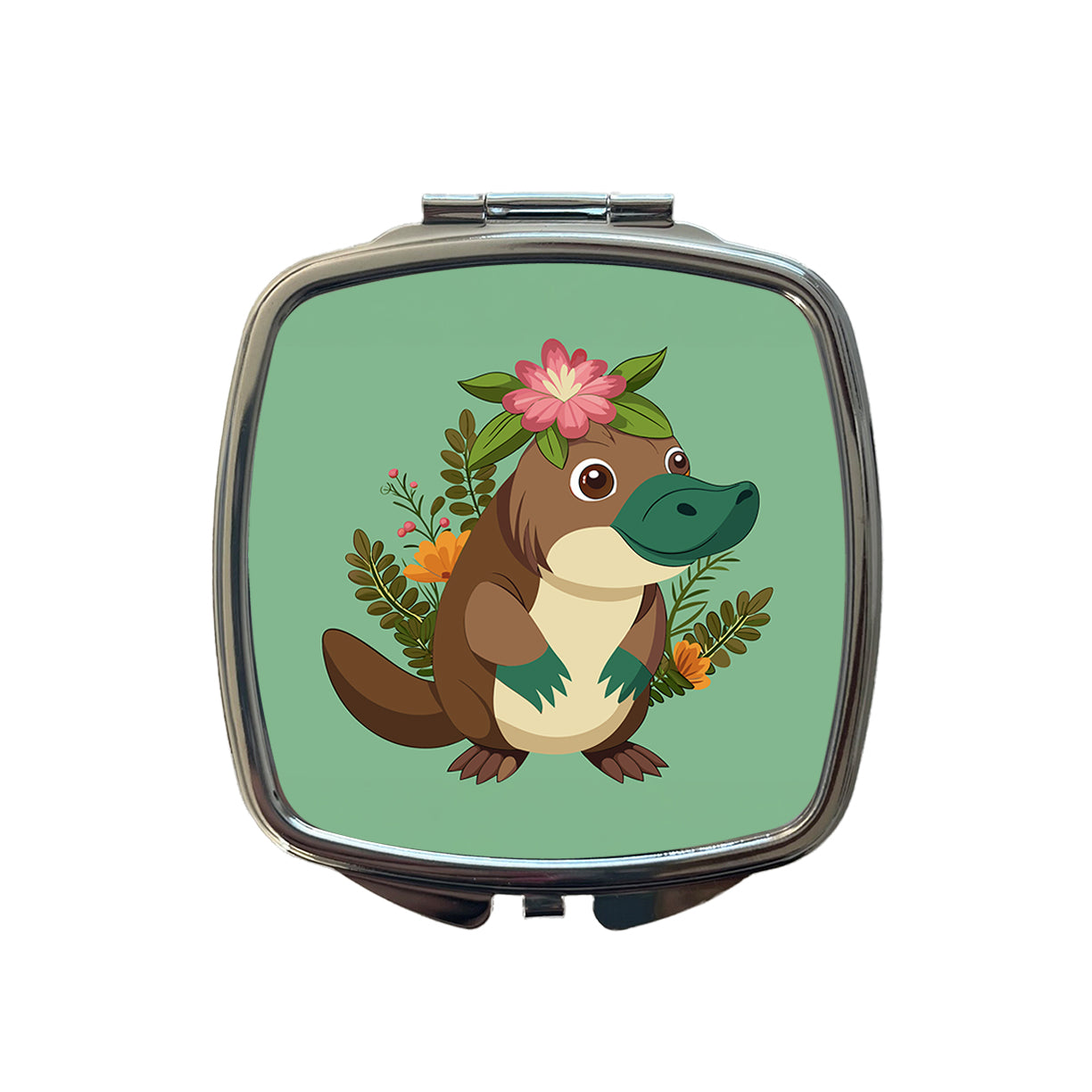 Platypus Floral Flowers Small Travel Purse Handbag Pocket Makeup Compact Mirror
