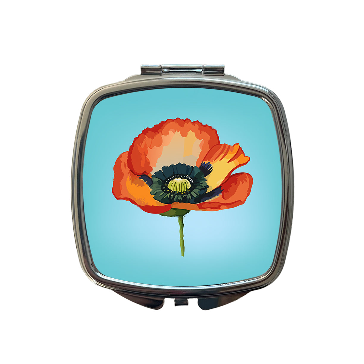 Poppy Icelandic Orange Flower Watercolor Small Travel Purse Handbag Pocket Makeup Compact Mirror