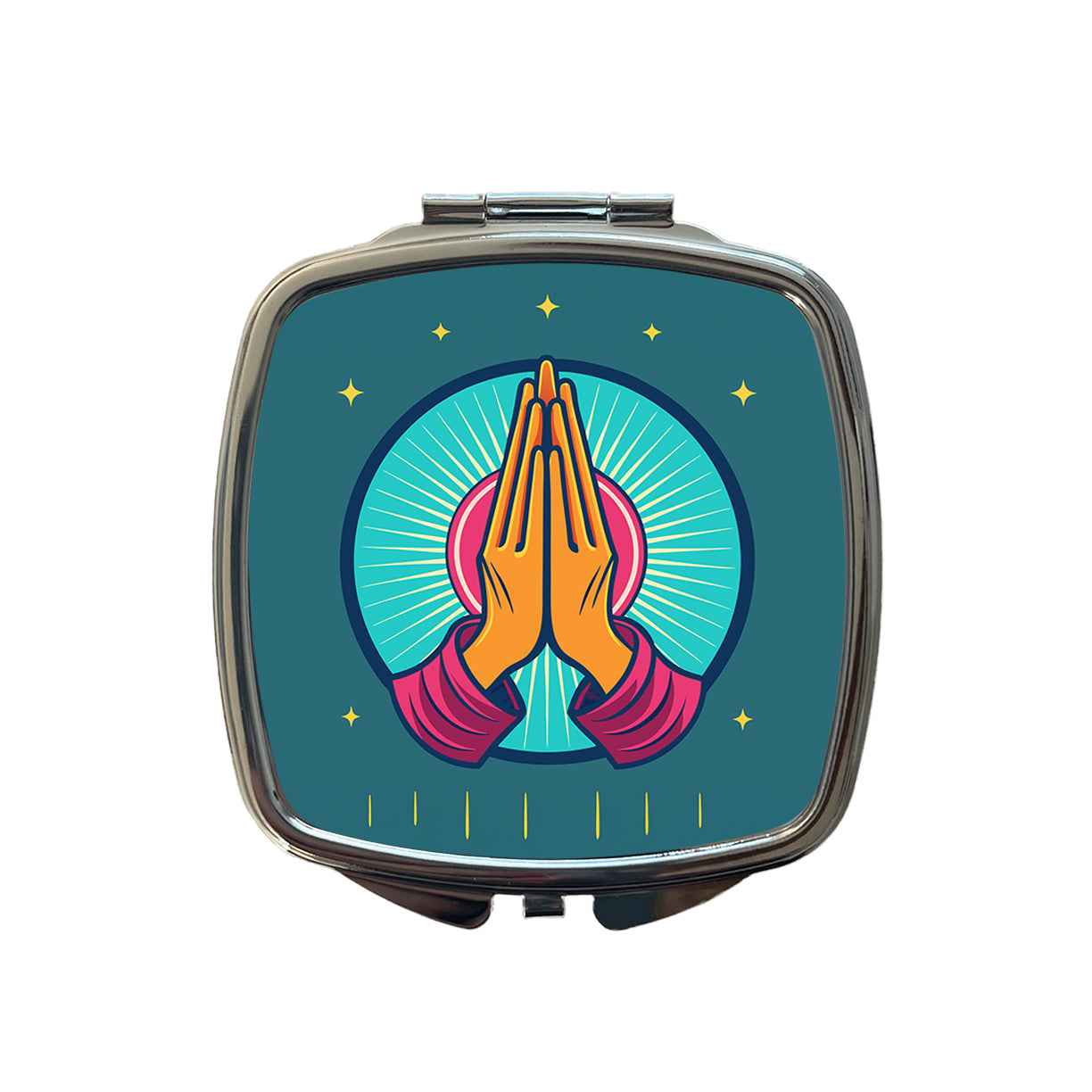 Prayer Praying Pleading Hands Christian Religion Small Travel Purse Handbag Pocket Makeup Compact Mirror