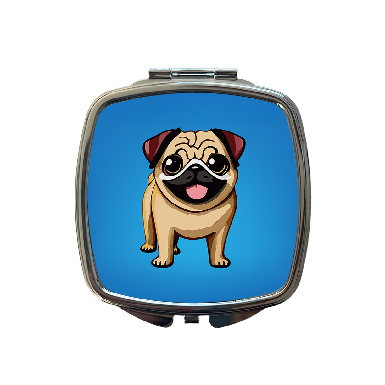 Pug Smiling Standing Small Travel Purse Handbag Pocket Makeup Compact Mirror