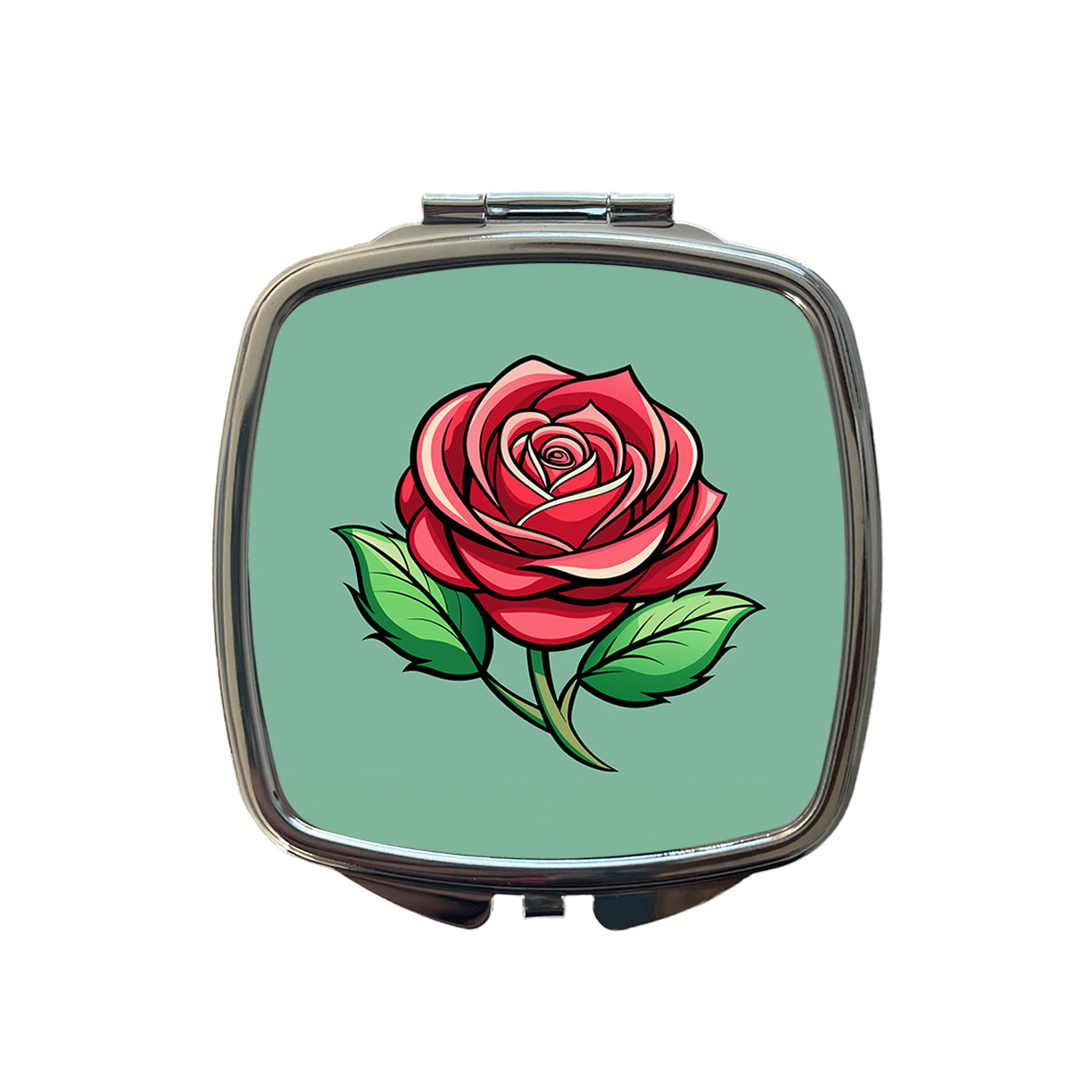 Rose Flower Bud Red Small Travel Purse Handbag Pocket Makeup Compact Mirror