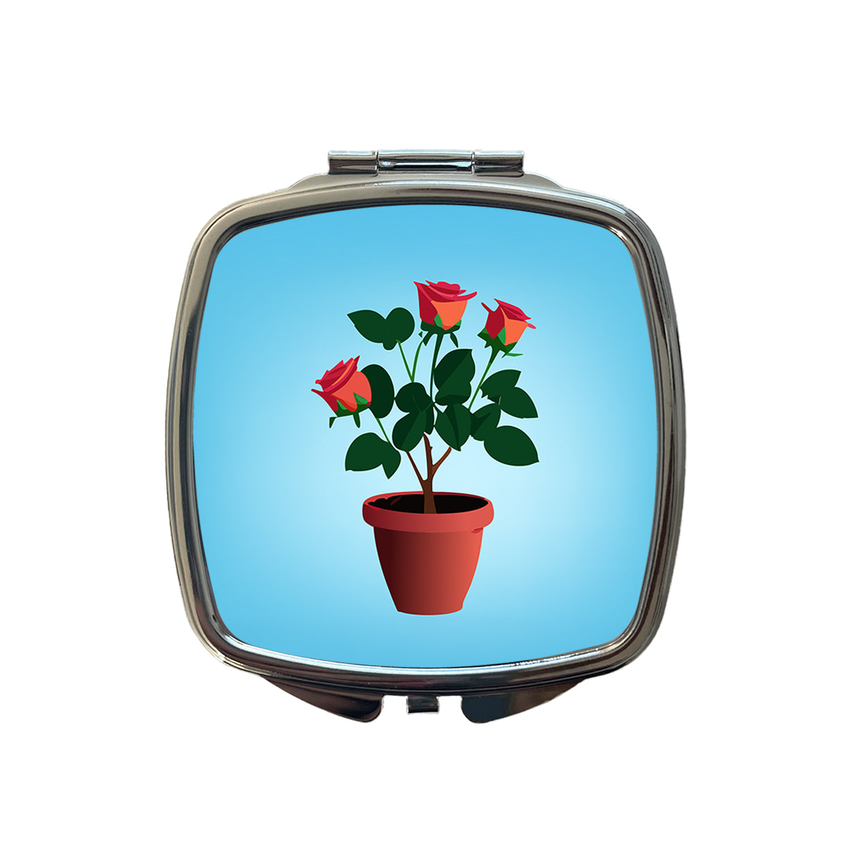 Rose Roses Bush in Pot Small Travel Purse Handbag Pocket Makeup Compact Mirror