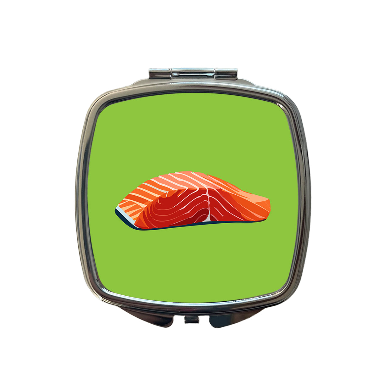 Salmon Fresh Fish Fillet Sockeye Atlantic Small Travel Purse Handbag Pocket Makeup Compact Mirror