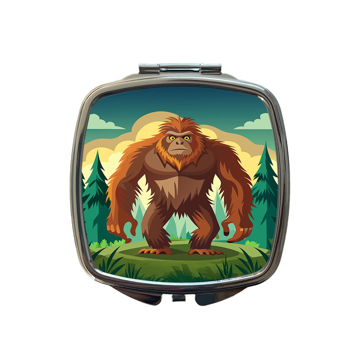 Sasquatch Big Foot Drawing Small Travel Purse Handbag Pocket Makeup Compact Mirror