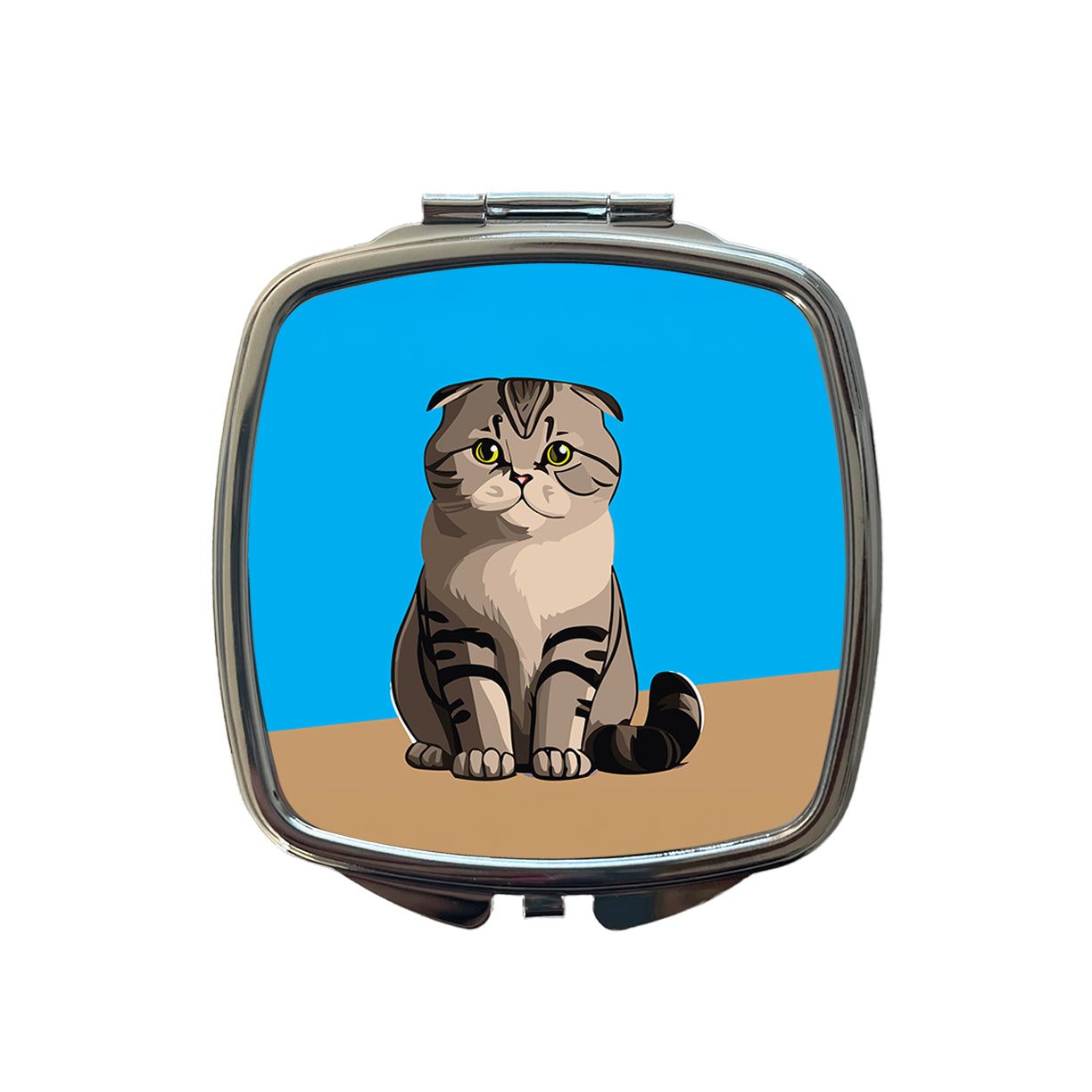 Scottish Fold Cat Sitting Small Travel Purse Handbag Pocket Makeup Compact Mirror