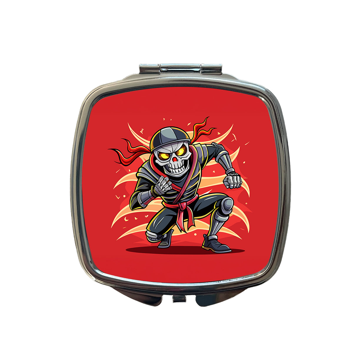 Skeleton Ninja Fighting Warrior Small Travel Purse Handbag Pocket Makeup Compact Mirror