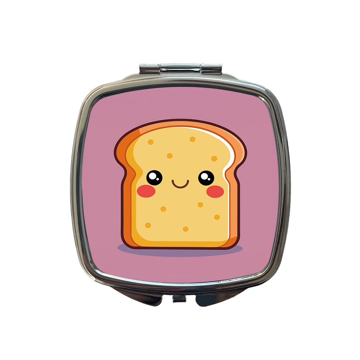 Smiling Toast Cute Small Travel Purse Handbag Pocket Makeup Compact Mirror