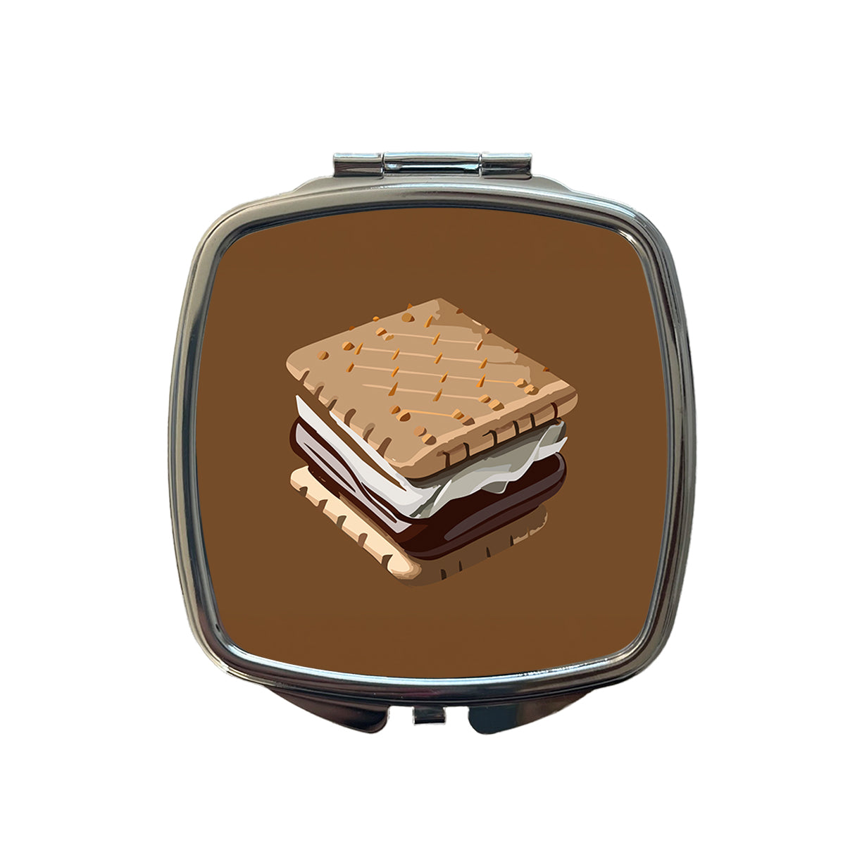 S'mores Marshmallow Camping Food Small Travel Purse Handbag Pocket Makeup Compact Mirror