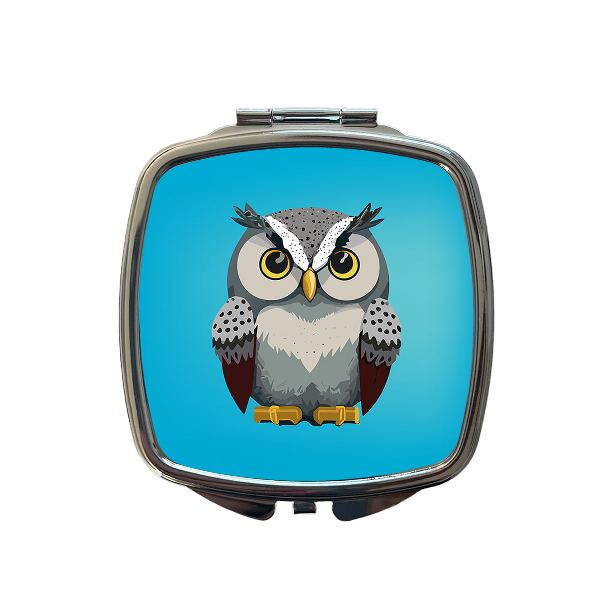 Snowy Owl Staring Small Travel Purse Handbag Pocket Makeup Compact Mirror