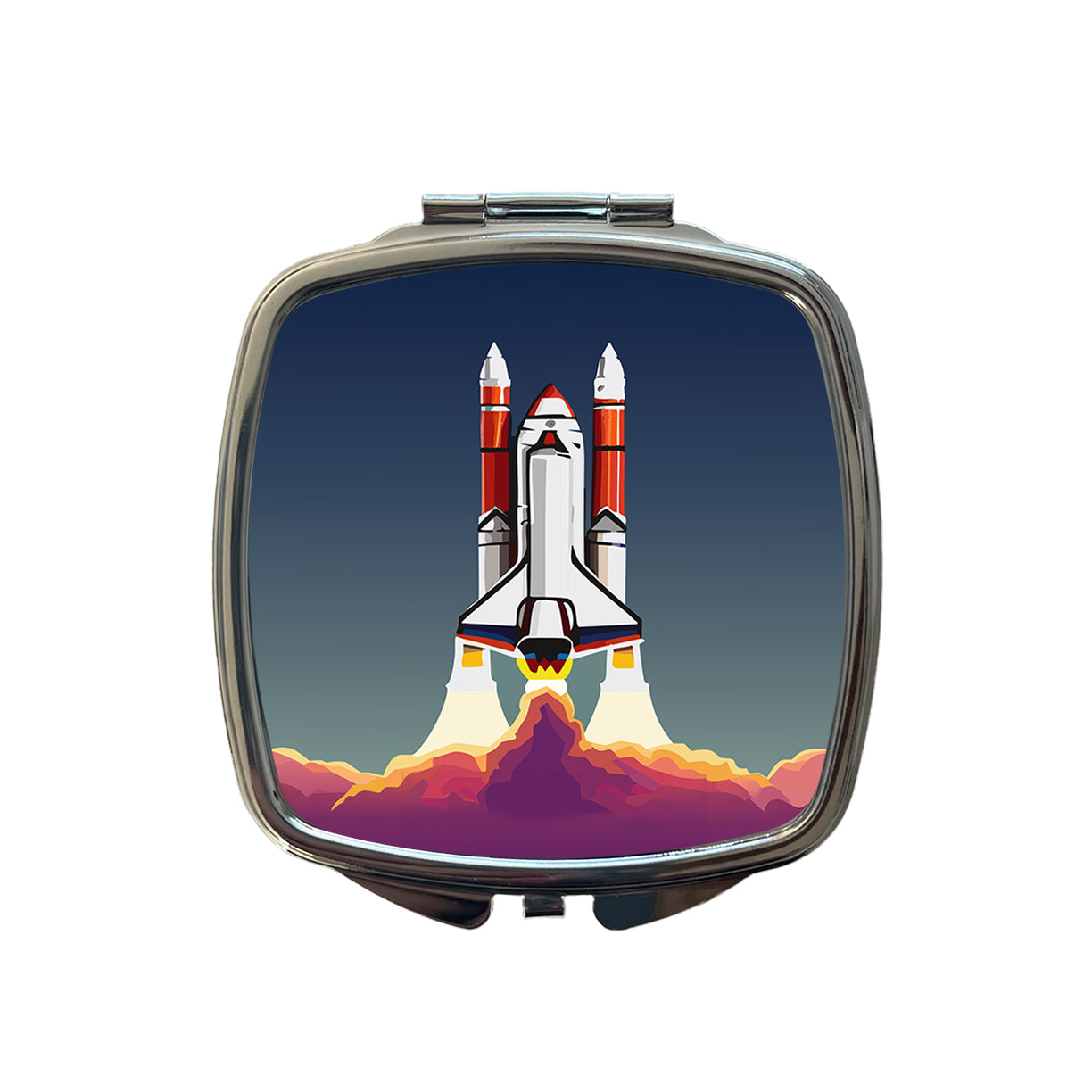 Space Shuttle Launch Blasting Off Small Travel Purse Handbag Pocket Makeup Compact Mirror