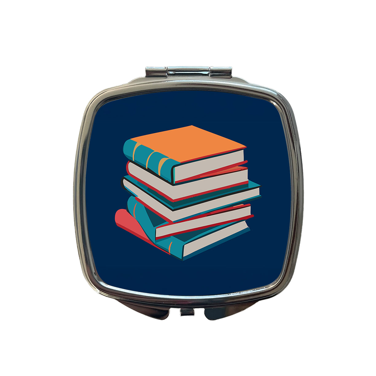 Stack of Books Reading Small Travel Purse Handbag Pocket Makeup Compact Mirror