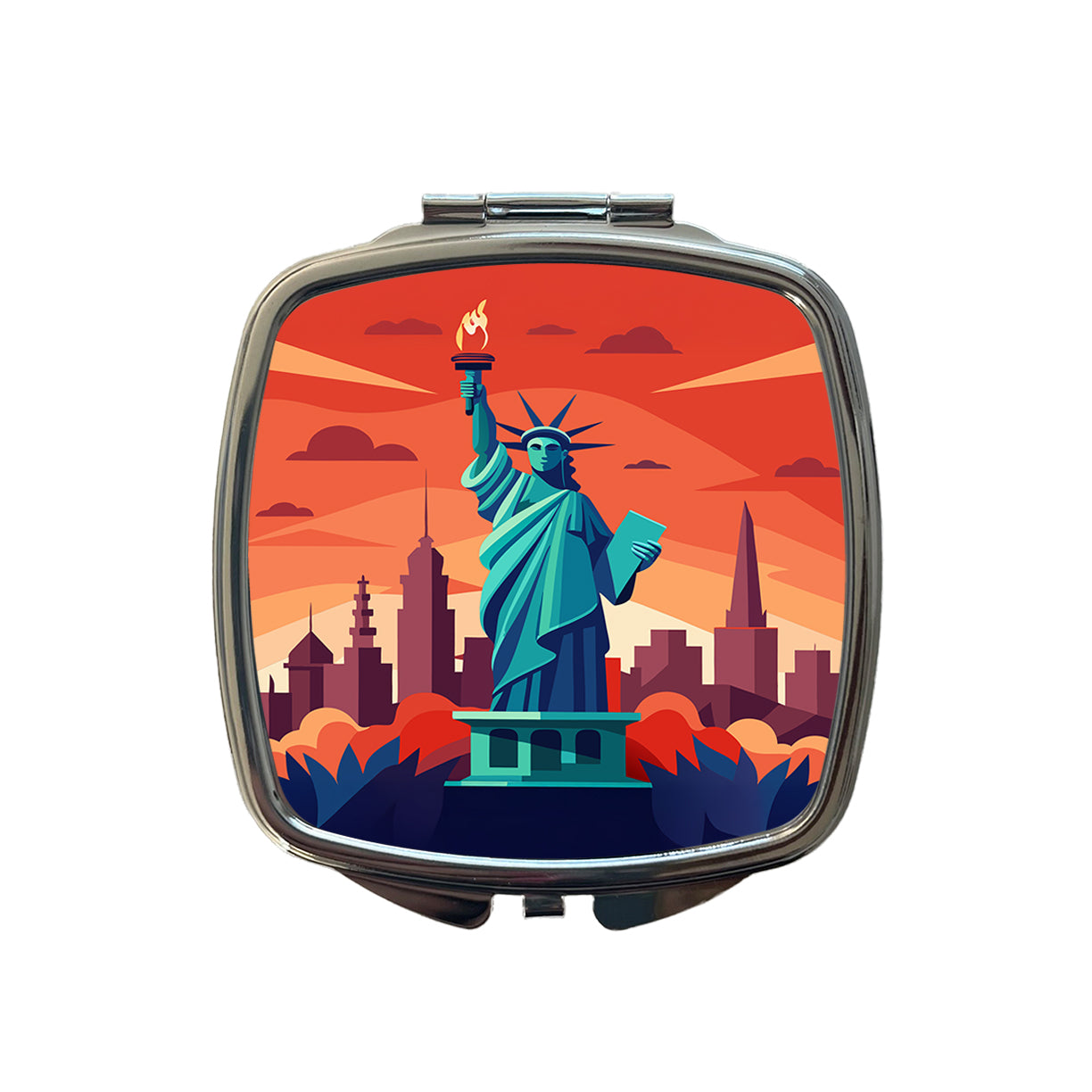 Statue of Liberty Small Travel Purse Handbag Pocket Makeup Compact Mirror