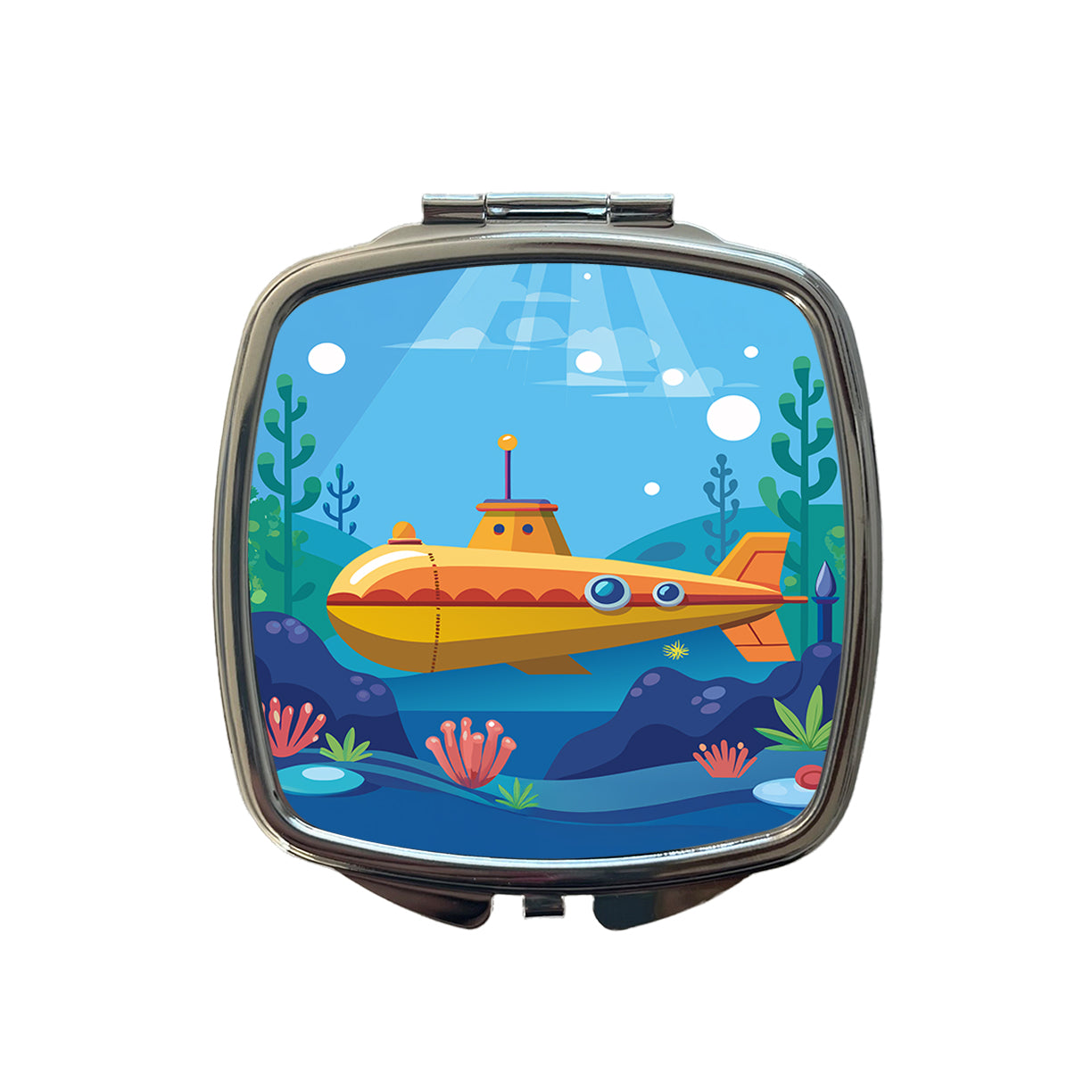 Submarine Under Water Small Travel Purse Handbag Pocket Makeup Compact Mirror