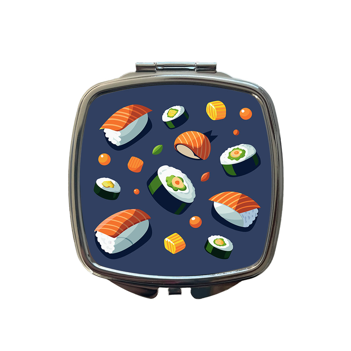 Sushi Food Scattered Small Travel Purse Handbag Pocket Makeup Compact Mirror
