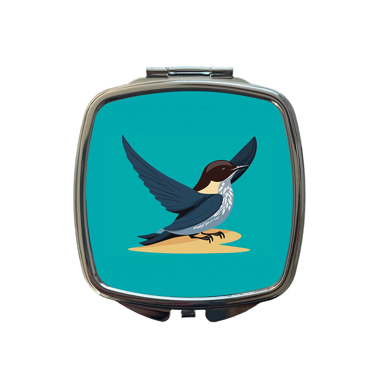 Swallow Bird Blue Small Travel Purse Handbag Pocket Makeup Compact Mirror