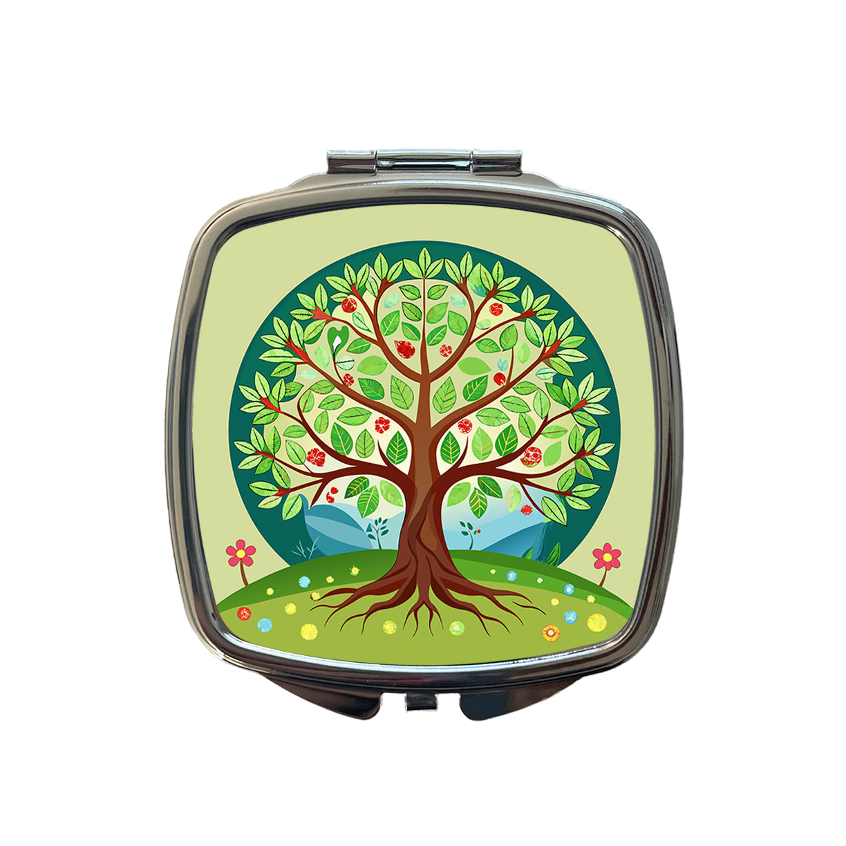 Tree of Life Colorful Small Travel Purse Handbag Pocket Makeup Compact Mirror