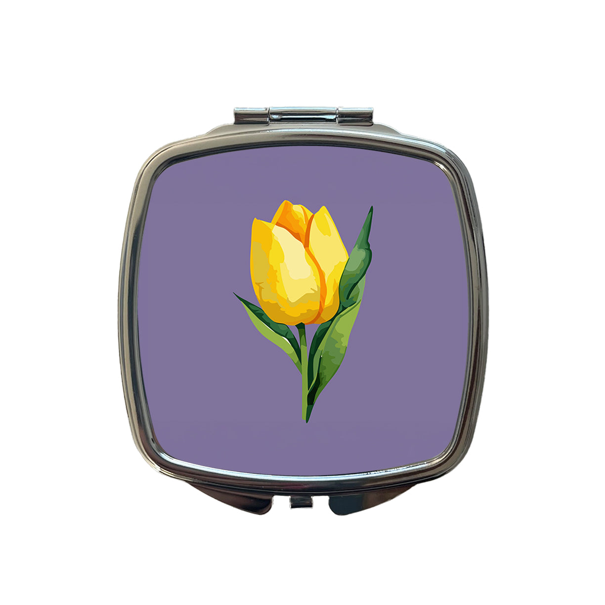 Tulip Flower Yellow Watercolor Small Travel Purse Handbag Pocket Makeup Compact Mirror