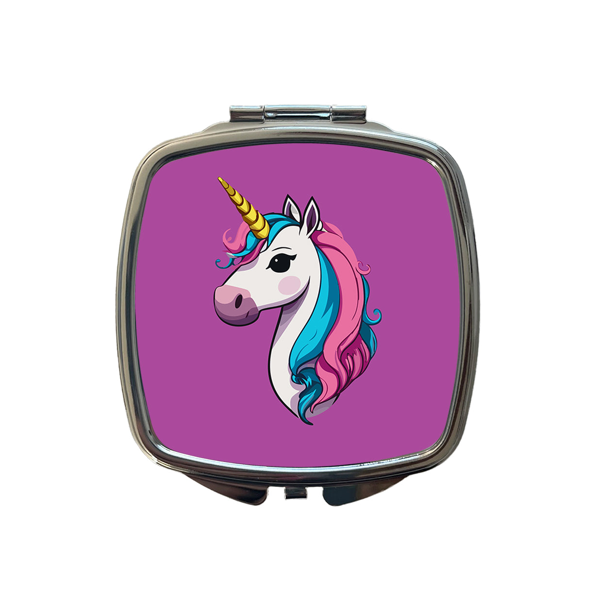 Unicorn Head Beautiful Small Travel Purse Handbag Pocket Makeup Compact Mirror
