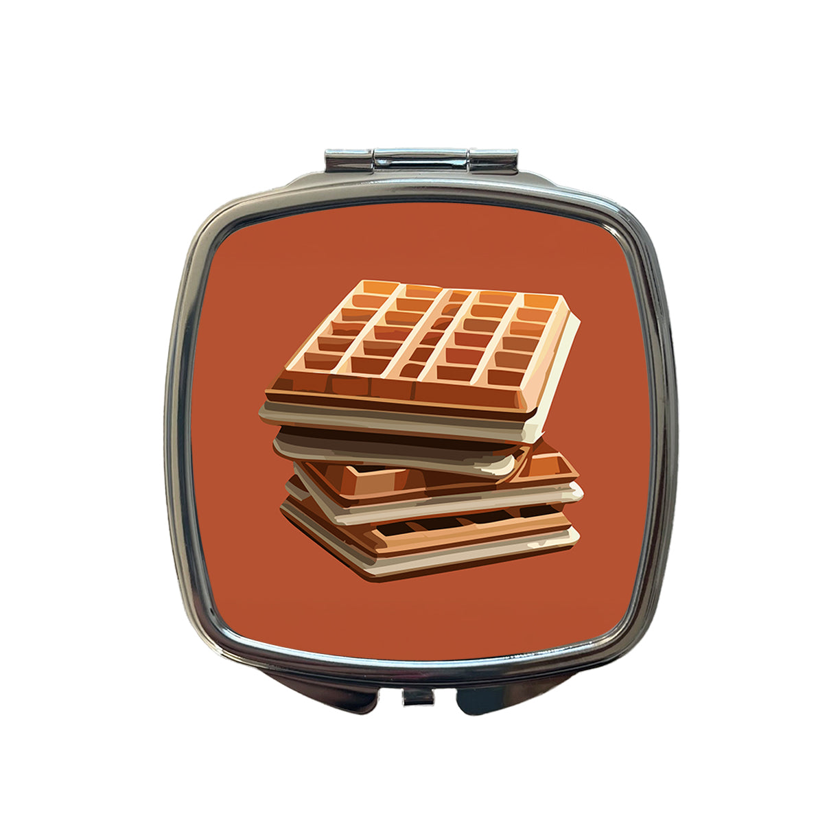 Waffles Stack Breakfast Food Small Travel Purse Handbag Pocket Makeup Compact Mirror