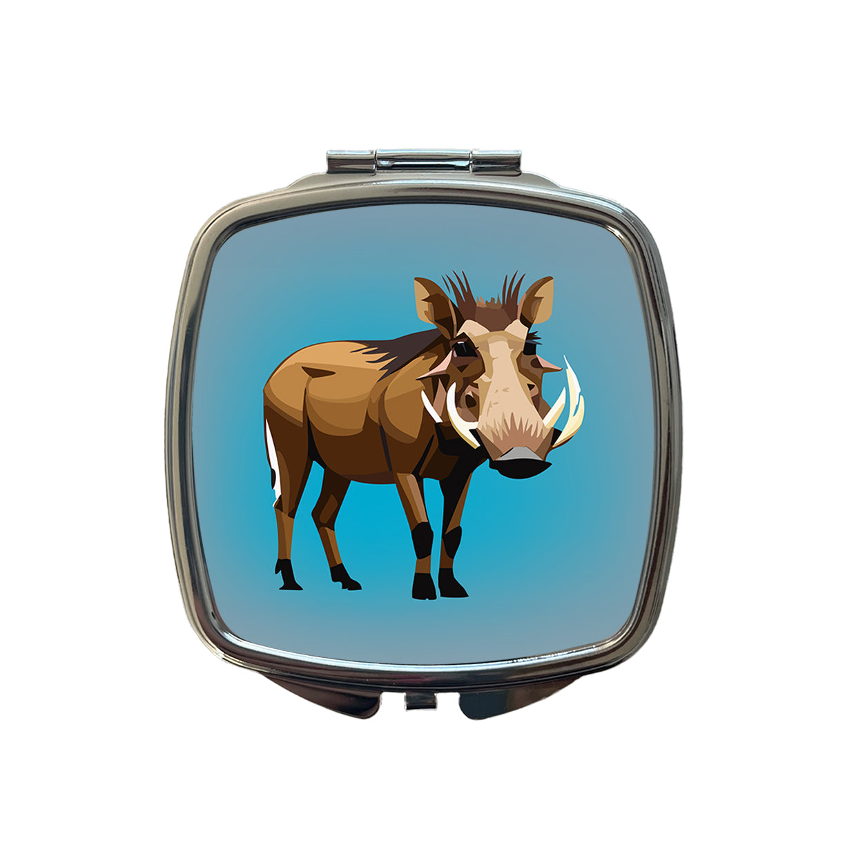 Warthog Pig Standing Small Travel Purse Handbag Pocket Makeup Compact Mirror