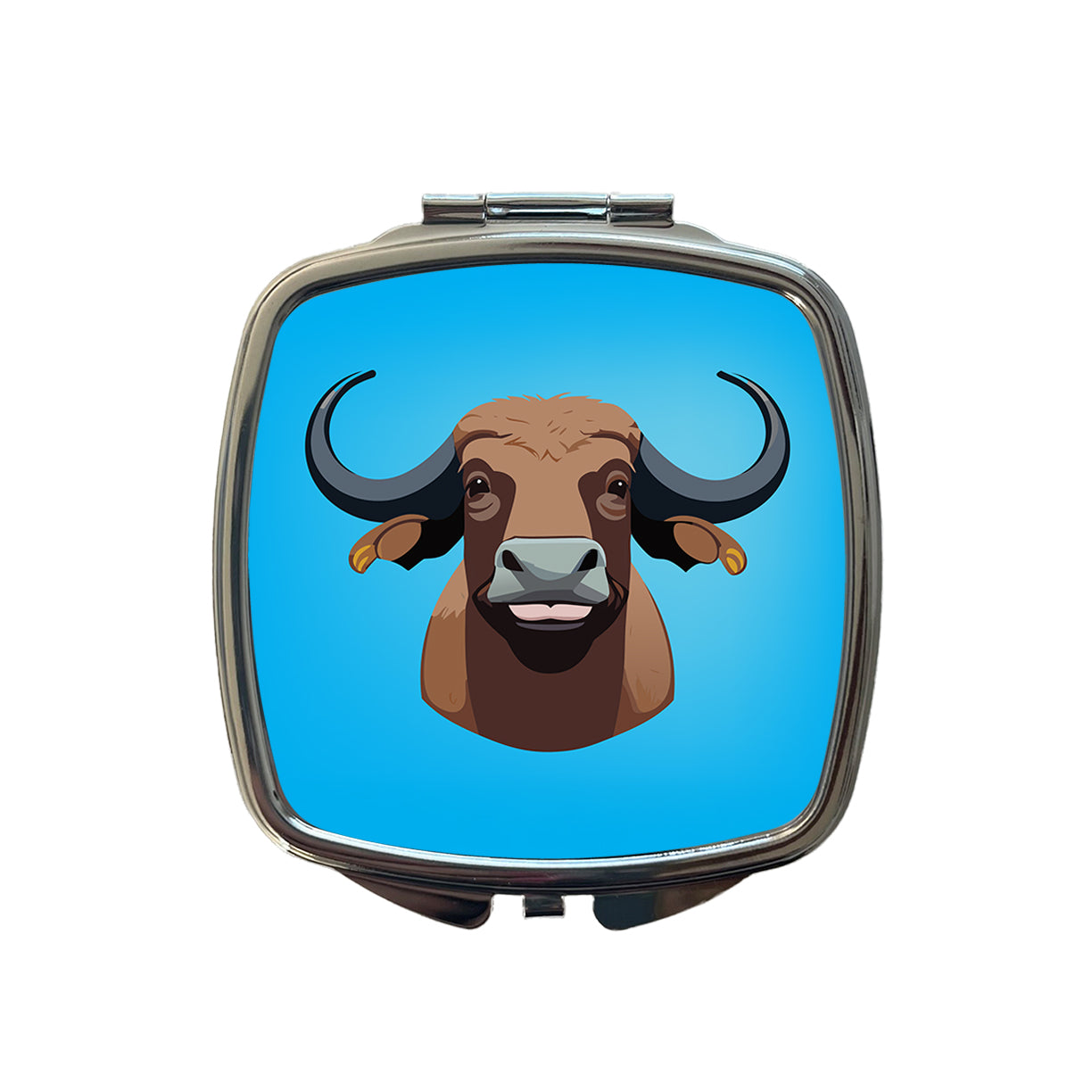 Water Buffalo Smiling Small Travel Purse Handbag Pocket Makeup Compact Mirror