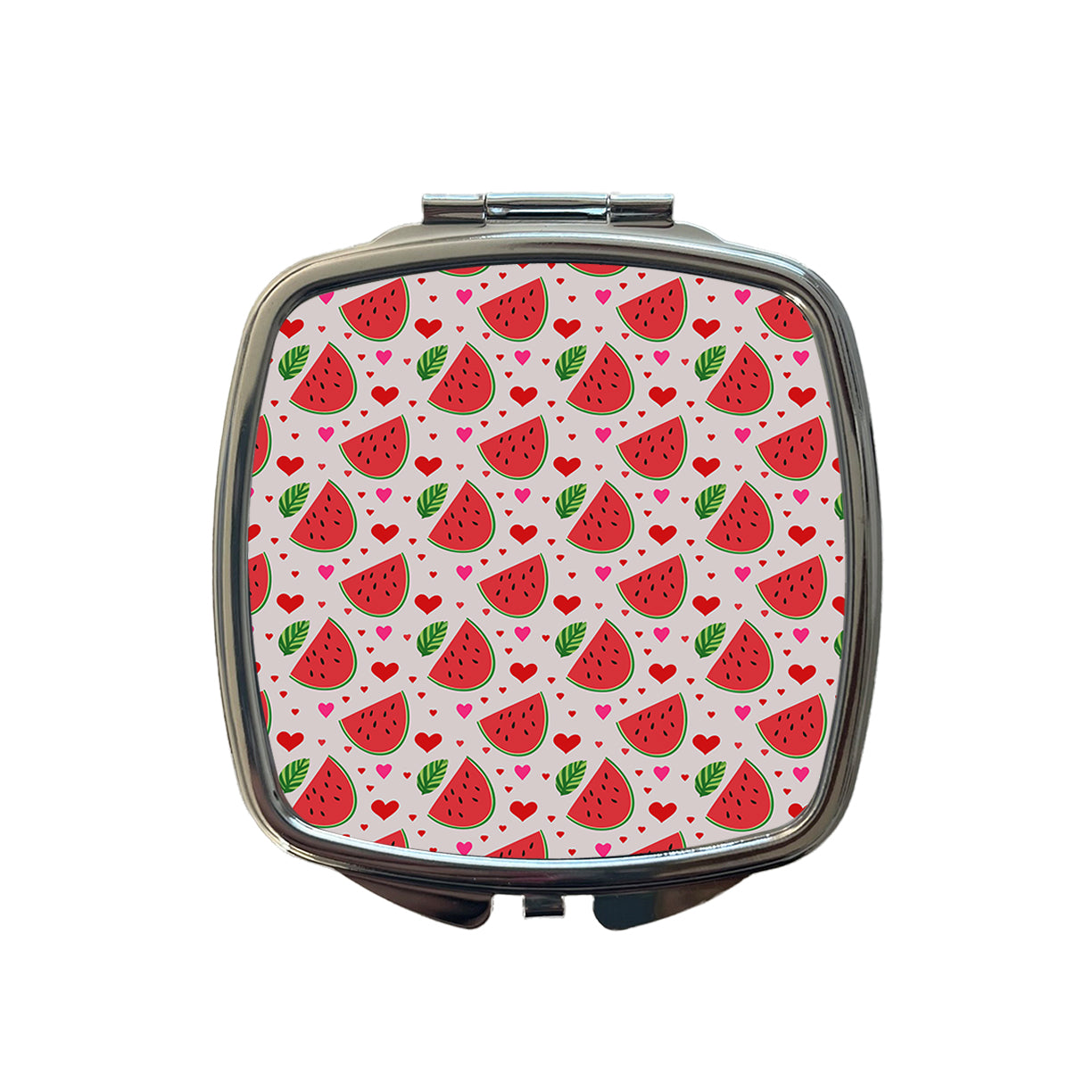 Watermelon Hearts Pattern Small Travel Purse Handbag Pocket Makeup Compact Mirror
