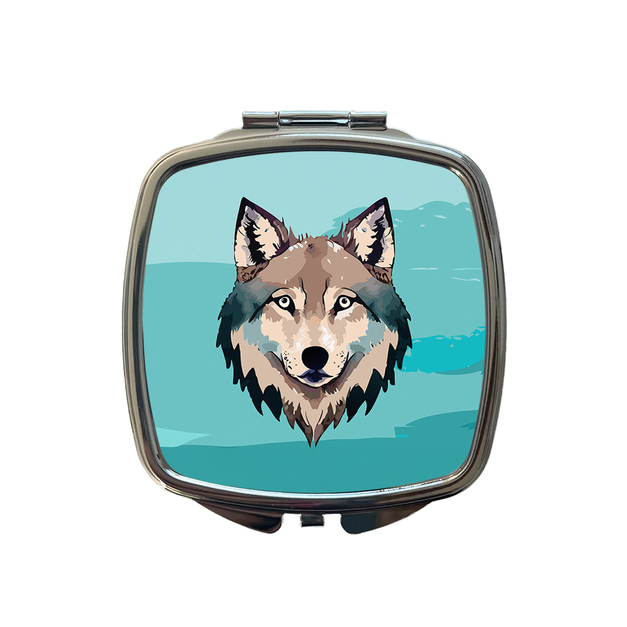 Wolf Face Watercolor Small Travel Purse Handbag Pocket Makeup Compact Mirror