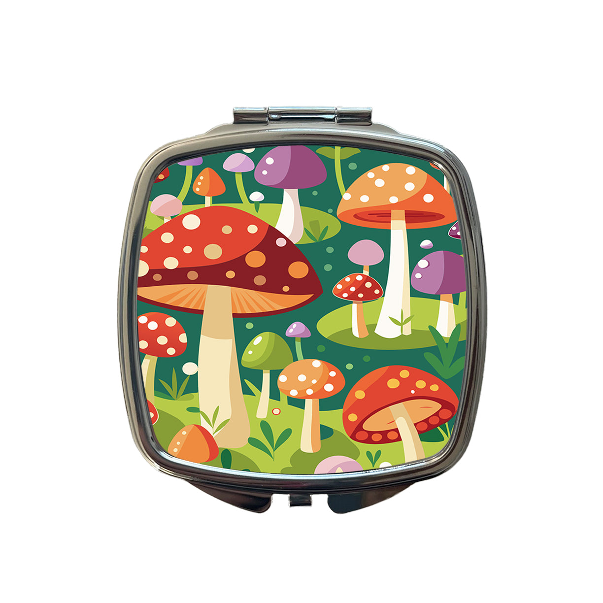 Woodland Mushrooms in the Forest Scattered Small Travel Purse Handbag Pocket Makeup Compact Mirror
