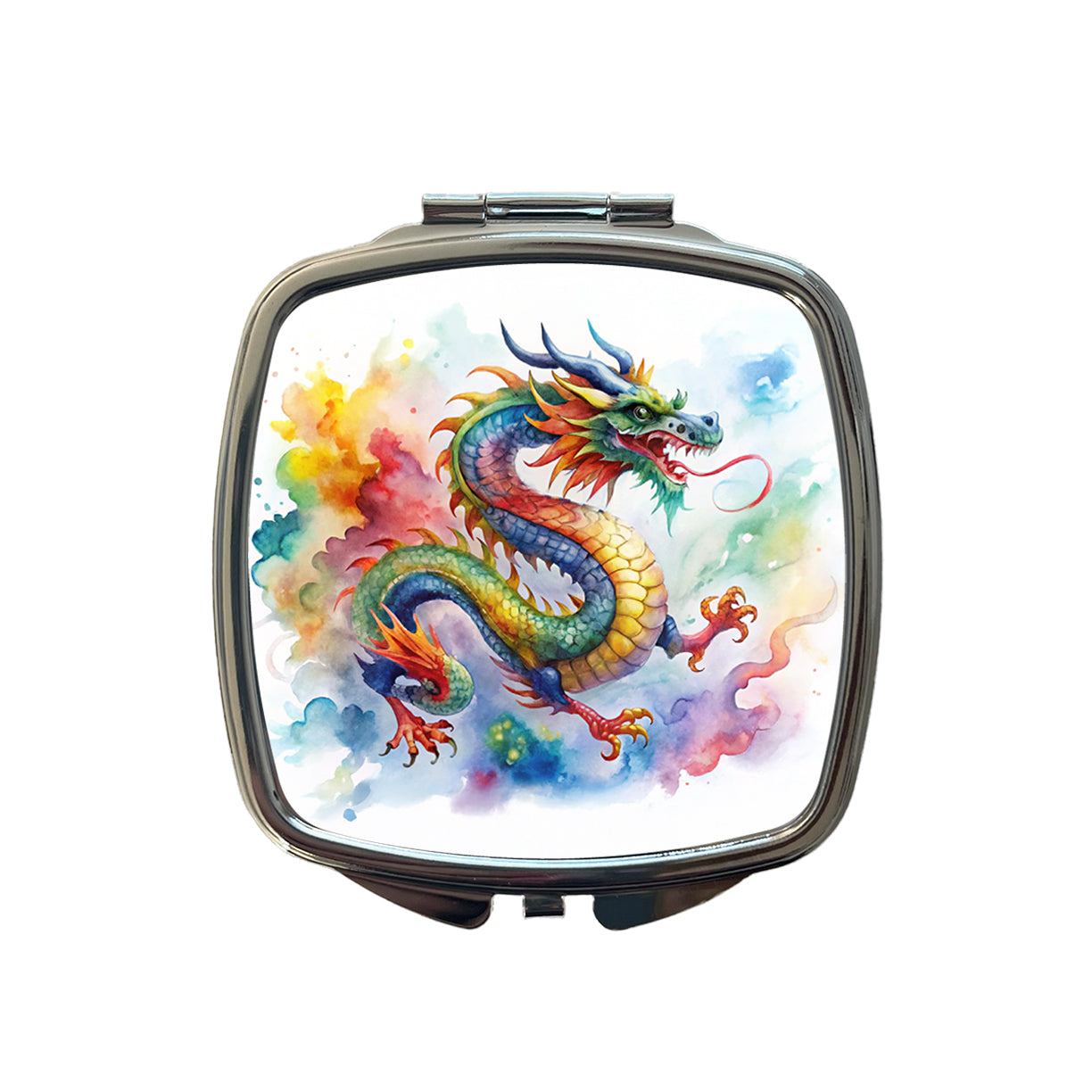 Asian Dragon Watercolor Design Small Travel Purse Handbag Pocket Makeup Compact Mirror