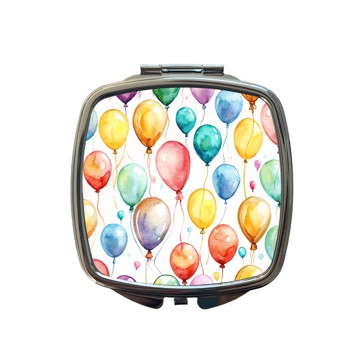 Balloons Colorful Watercolor Birthday Small Travel Purse Handbag Pocket Makeup Compact Mirror