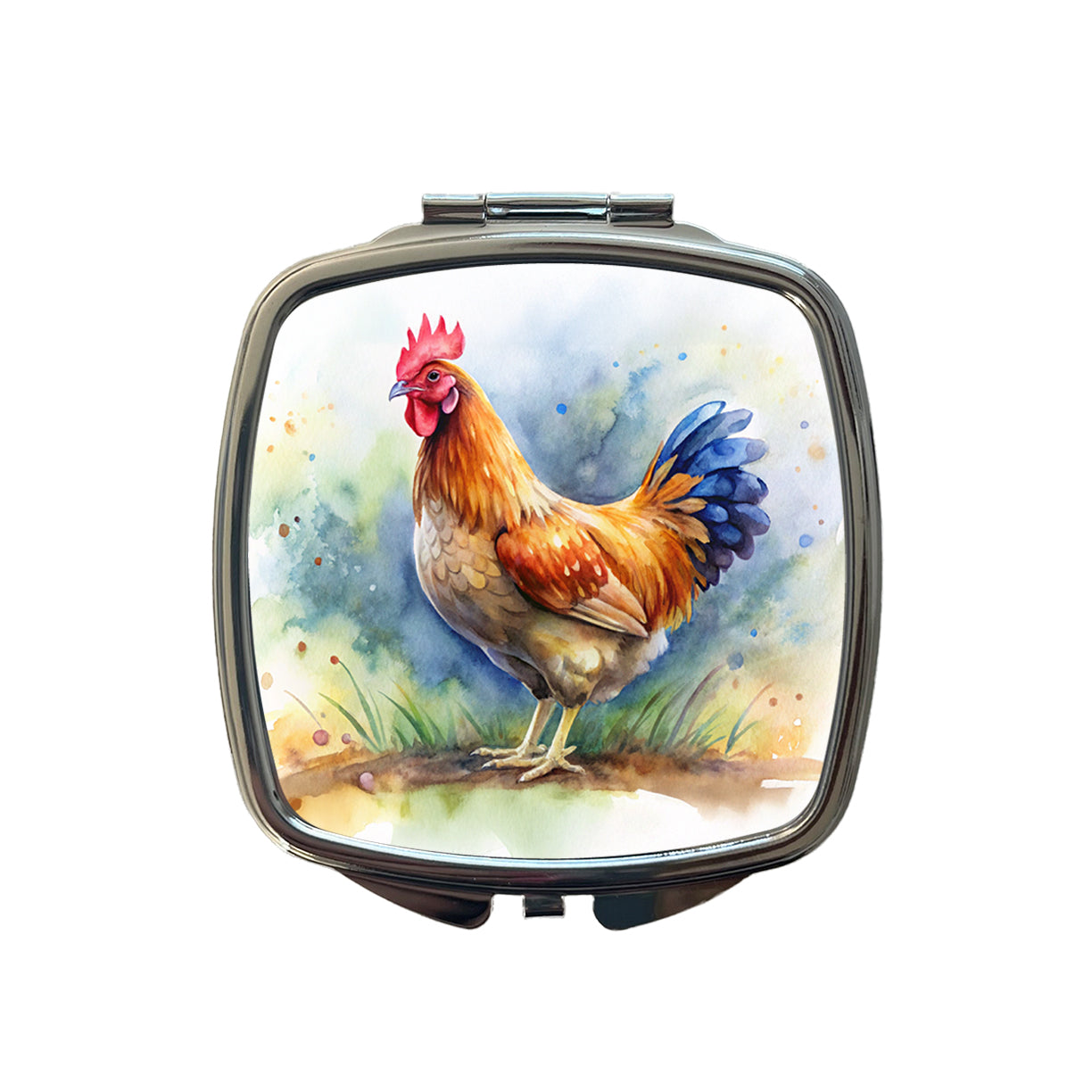Beautiful Chicken Watercolor Small Travel Purse Handbag Pocket Makeup Compact Mirror