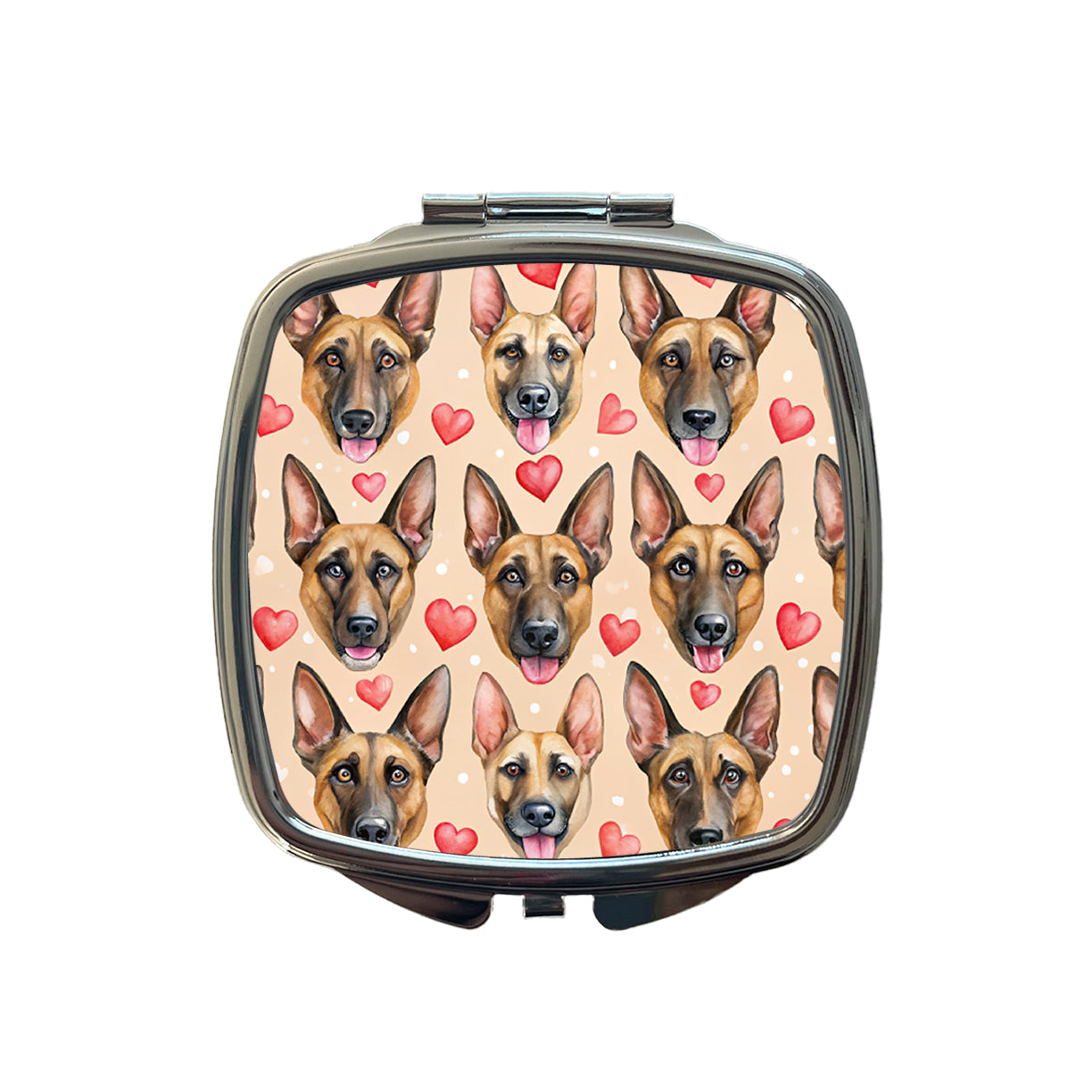 Belgian Malinois Dog Faces Hearts Small Travel Purse Handbag Pocket Makeup Compact Mirror