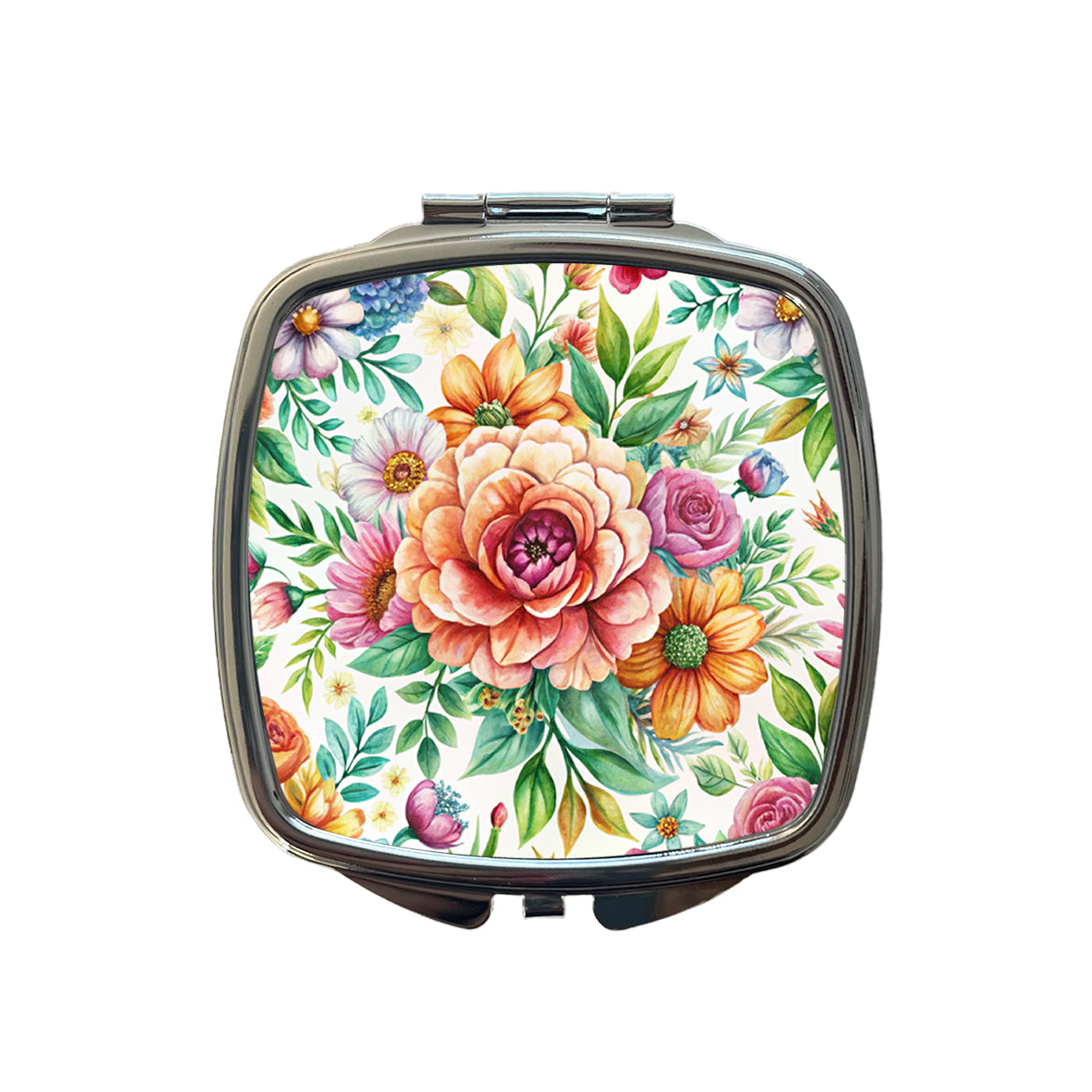 Boho Flowers Watercolor Small Travel Purse Handbag Pocket Makeup Compact Mirror