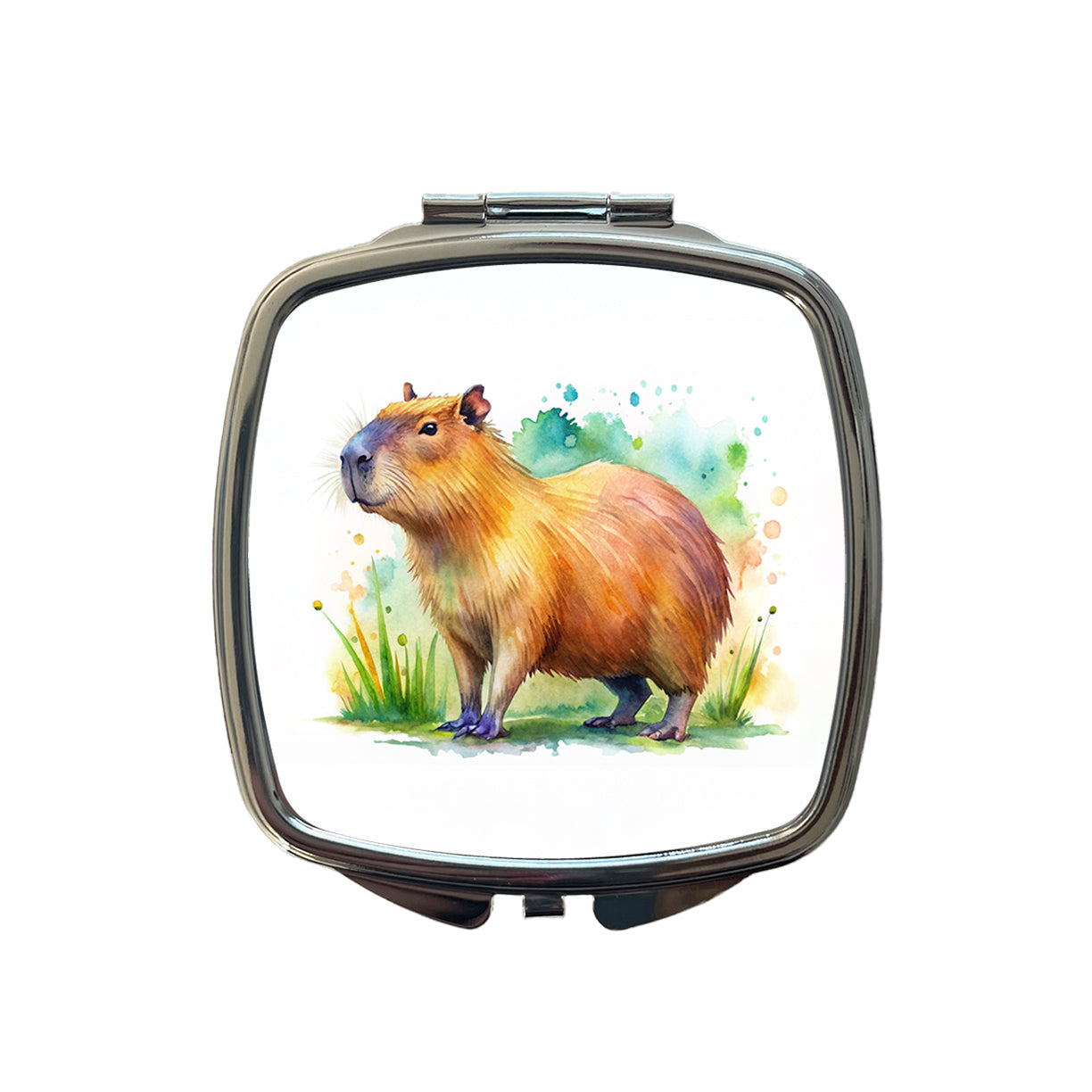 Capybara Watercolor Small Travel Purse Handbag Pocket Makeup Compact Mirror