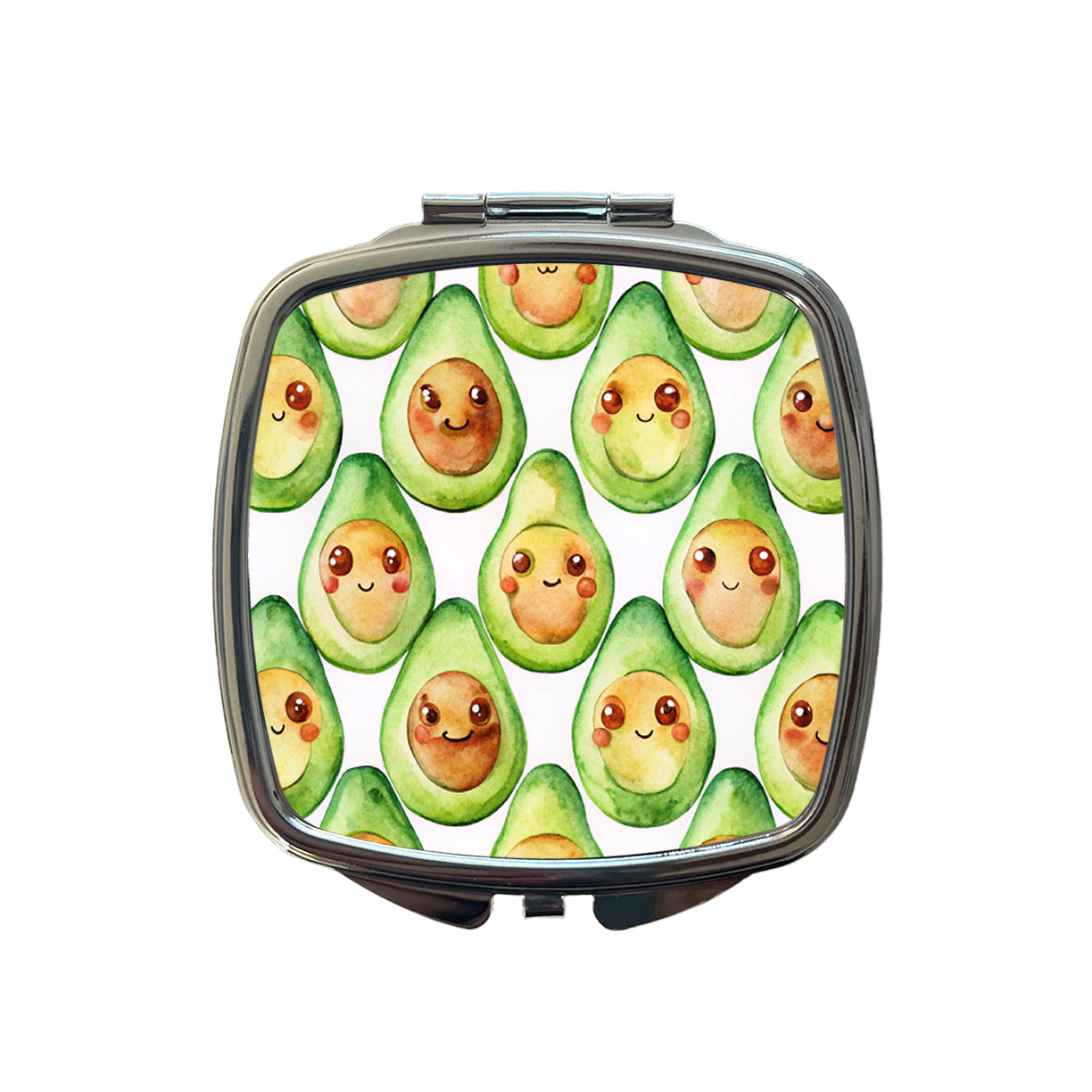 Cute Avocado Faces Watercolor Small Travel Purse Handbag Pocket Makeup Compact Mirror