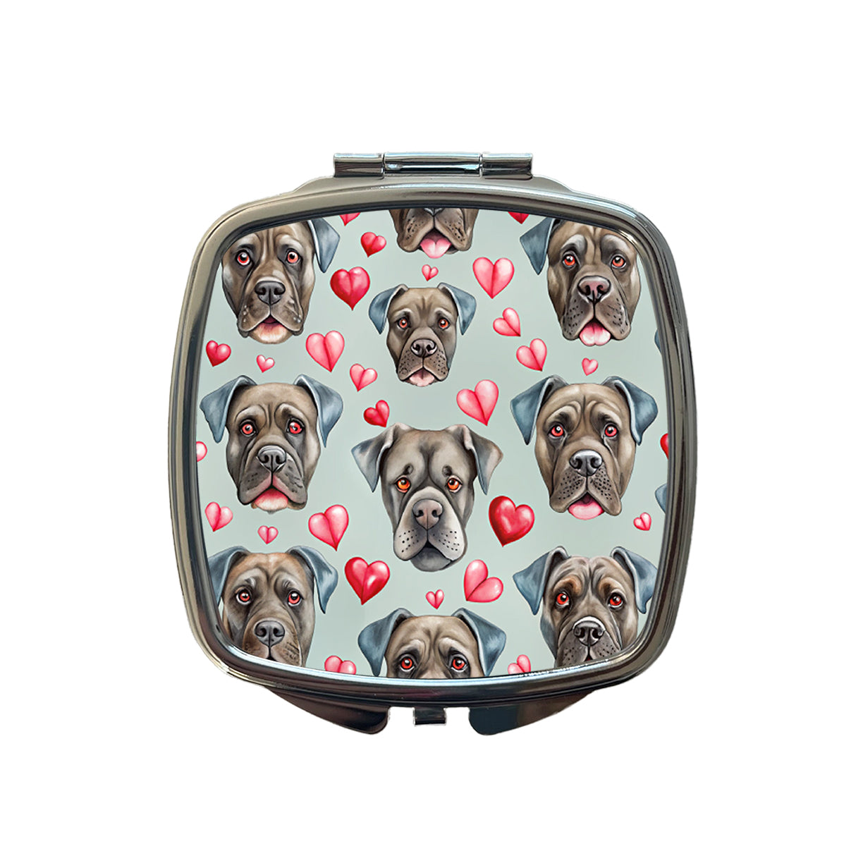 Cute Cane Corso Dog Faces Hearts Small Travel Purse Handbag Pocket Makeup Compact Mirror