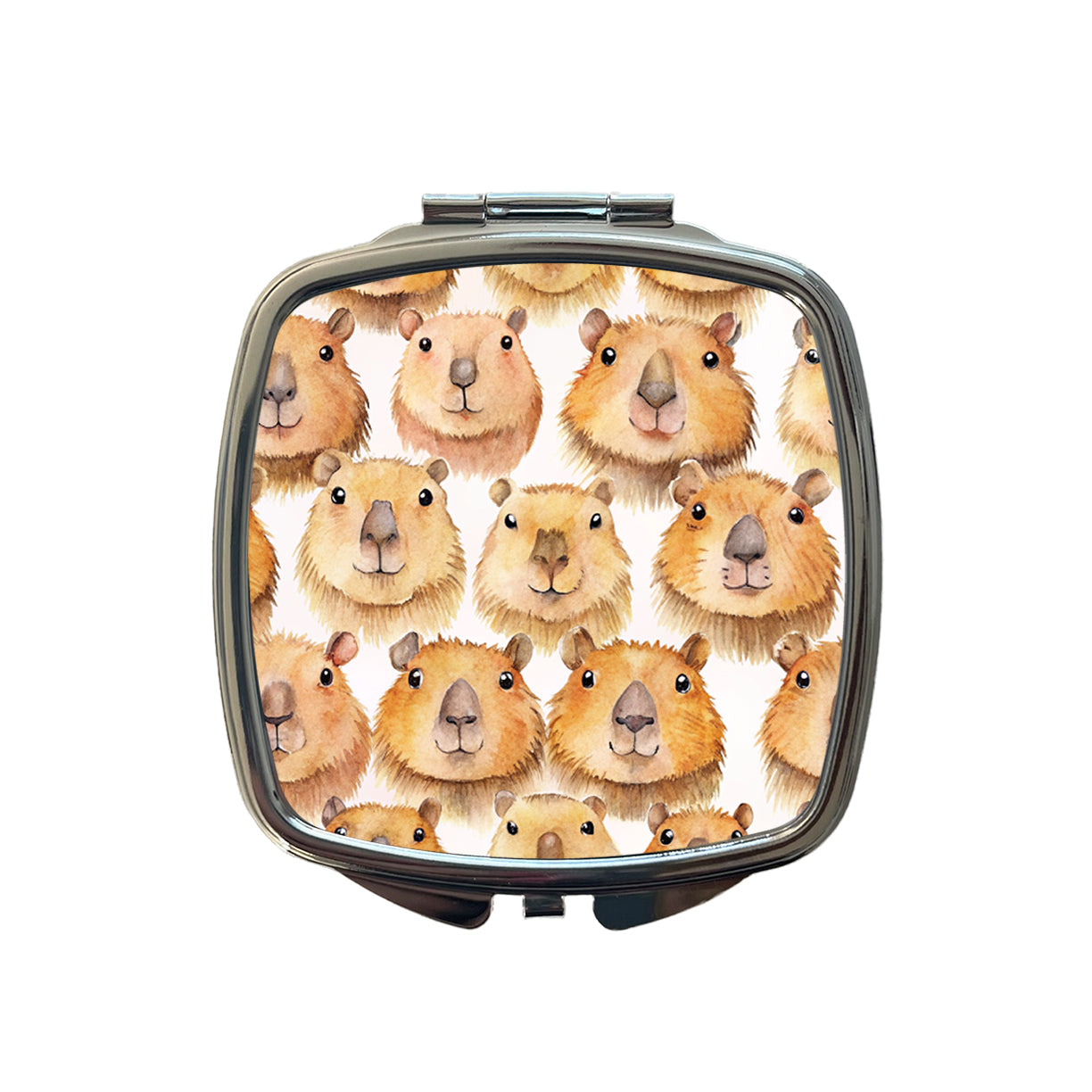 Cute Capybara Faces Watercolor Small Travel Purse Handbag Pocket Makeup Compact Mirror