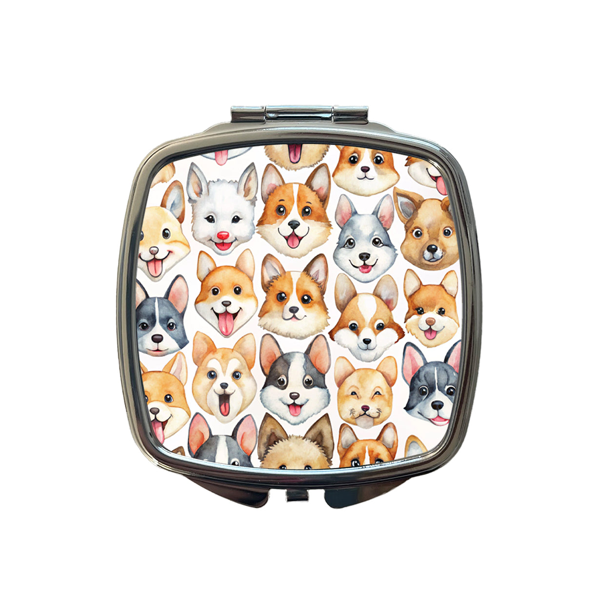 Cute Dog Faces Watercolor Small Travel Purse Handbag Pocket Makeup Compact Mirror
